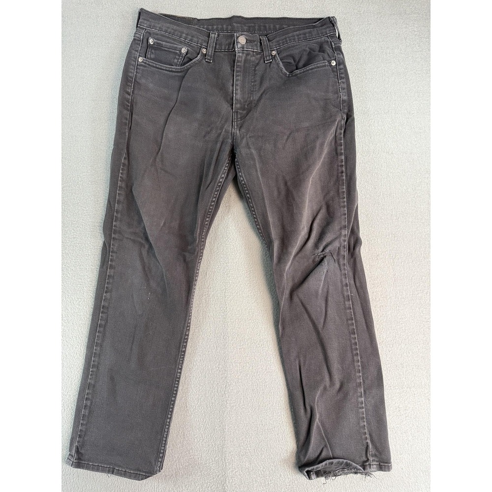 Levi's 514 Pants Mens 32x30 Charcoal Gray Wash Regular Straight Distressed Denim